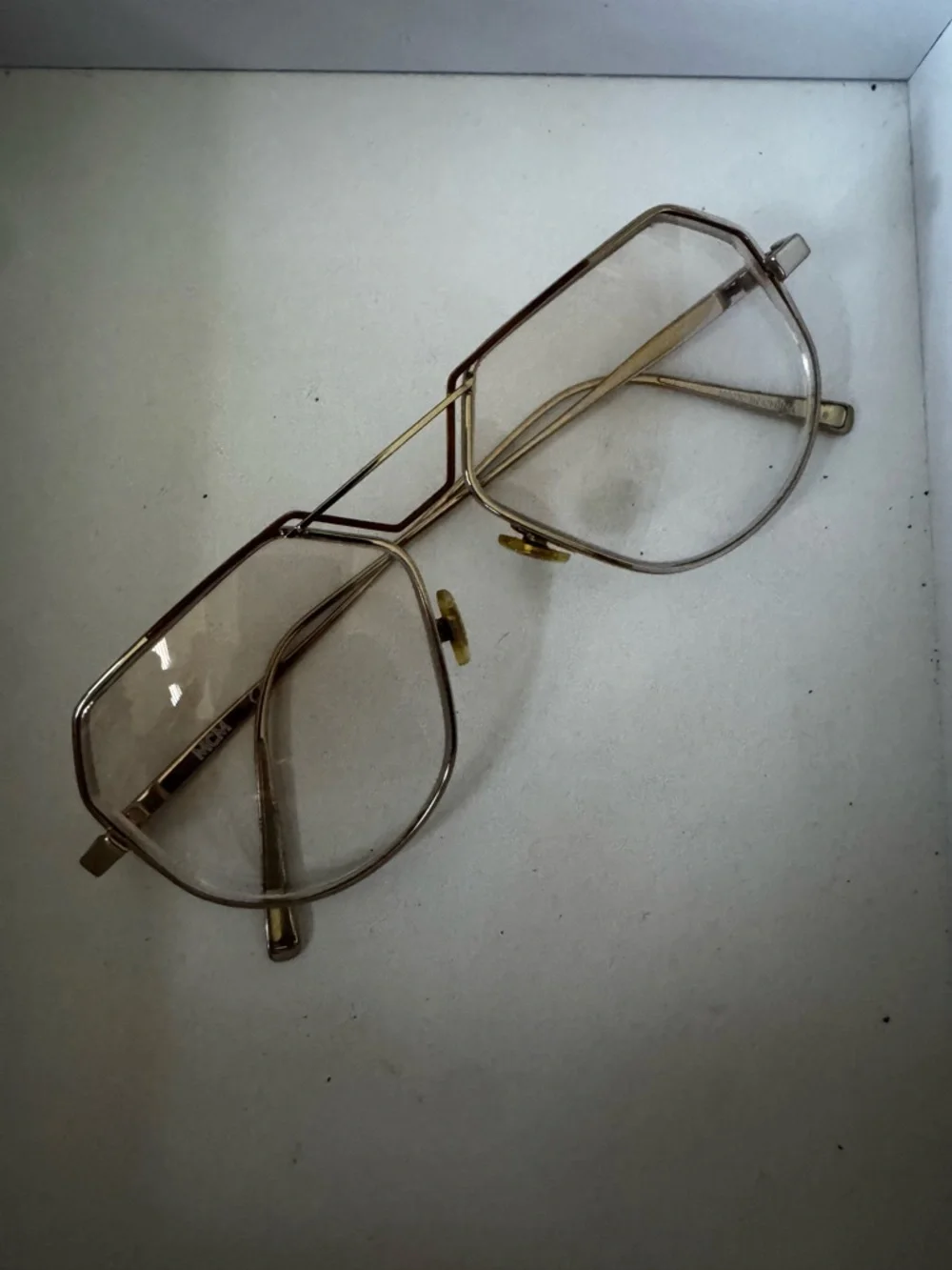 MCM Silver Metal Geometric Frame Glasses